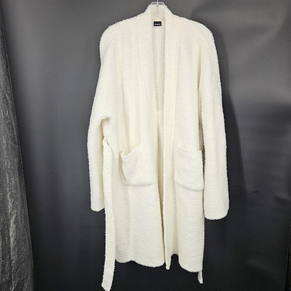 Robe Womens Large White Sherpa Fleece Belted Pockets Cozy Lounge Thick Plush - Picture 2 of 14